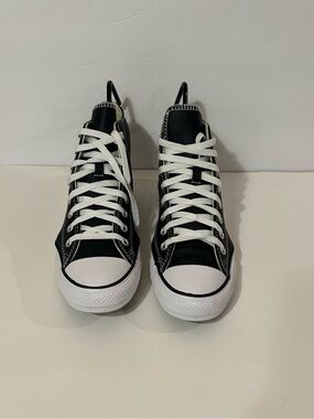 Converse All Star Black Leather High Tops Size M8 W10